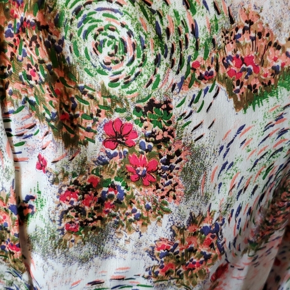 Vtg Floral Knit maxi dress, 60s/70s, vtg 14 (S/M) - Picture 9 of 12